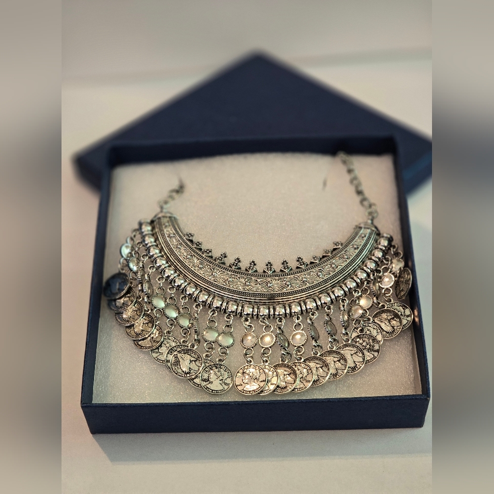 Coin Bold Statement Necklace - image 3